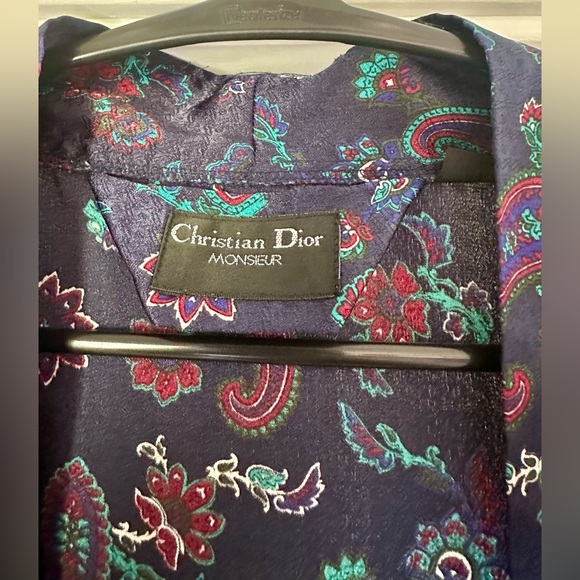 Navy vintage lightweight Christian Dior Monseur paisley robe - Picture 4 of 6